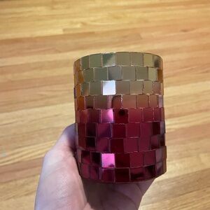 Elegant Mosaic Candle Holder - Red and Gold